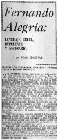 Fernando Alegría: lenguaje cruel, repelente y necesario