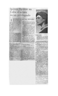 Isidora Aguirre: en Cuba el artista es un privilegiado