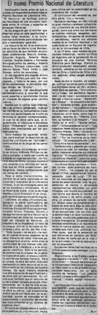 El nuevo Premio Nacional de Literatura