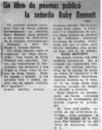 Un Libro de poemas publicó la señorita Ruby Bennett.