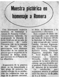 Muestra pictórica en homenaje a Romera.