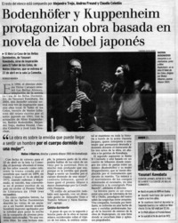 Bodenhöfer y Kuppenheim protagonizan obra basada en novela de Nobel japonés