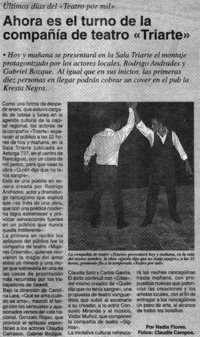 Ahora es el turno de la compañía de teatro "Triarte"