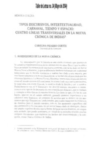 Tipos discursivos, intertextualidad, carnaval, tiempo y espacio: cuatro líneas transversales en la nueva crónica de Indias