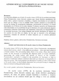 Género sexual y subversión en De noche vienes Elena Poniatowska