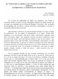 El vuelo de la reina o El iaje al otro lado del espejo, entrevista a Tomás Eloy Martínez