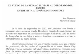 El vuelo de la reina o El iaje al otro lado del espejo, entrevista a Tomás Eloy Martínez