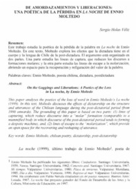 De amordazamientos y liberaciones, una poética de la pérdida en La noche de Ennio Moltedo