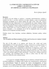 La percepción y representación de Libro y escritura en crónicas andinas coloniales