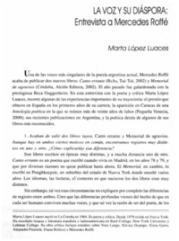 La voz y su diáspora, entrevista a Mercedes Roffé