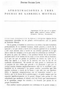 Aproximaciones a tres poemas de Gabriela Mistral