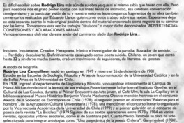 Es difícil escribir sobre Rodrigo Lira --