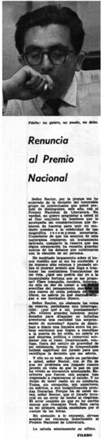 Renuncia al Premio Nacional