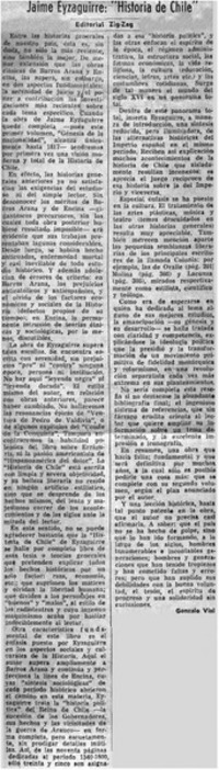 Jaime Eyzaguirre, "Historia de Chile"