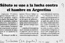 Sábato se une a la lucha contra el hambre en Argentina.