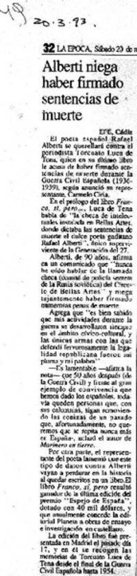 Alberti niega haber firmado sentencias de muerte.