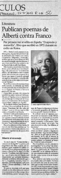 Publican poemas de Alberti contra Franco.