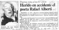 Herido en accidente el poeta Rafael Alberti.
