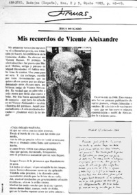 Mis recuerdos de Vicente Aleixandre