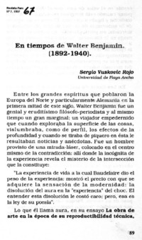 En tiempos de Walter Benjamin