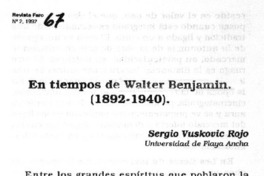 En tiempos de Walter Benjamin