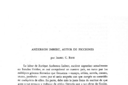 Anderson Imbert, autor de ficciones