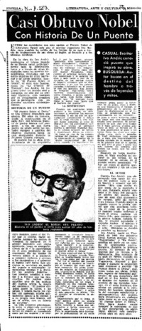 Casi obtuvo Nobel con historia de un puente.