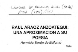 Raúl Araoz Anzoategui: una aproximación a su poesía
