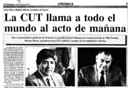 La CUT llama a todo el mundo al acto de mañana.