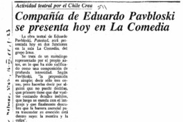 Eduardo Pavbloski se presenta hoy en La Comedia.