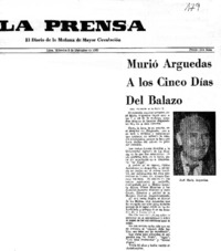 Murió Arguedas a los cinco días del balazo.