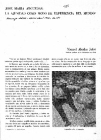 José María Arguedas, la ajenidad como modo de experiencia del mundo