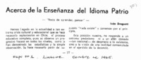 Acerca de la enseñanza del idioma patrio.