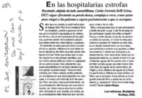 En las hospitalarias estrofas