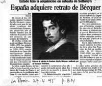 España adquiere retrato de Bécquer.