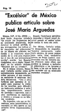 Excélsior" de México publica artículo sobre José María Arguedas.