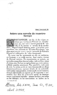 Sobre una novela de nuestro tiempo