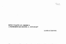 Mito y poesía en América, a propósito de Miguel A. Asturias