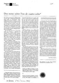 Dos notas sobre Tres de cuatro soles