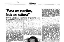 Para un escritor, todo es cultura"