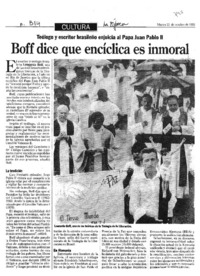 Boff dice que encíclica es inmoral.