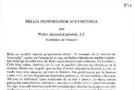 Bello, historiador sin historia