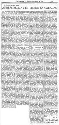 Andrés Bello y el tiempo en Caracas