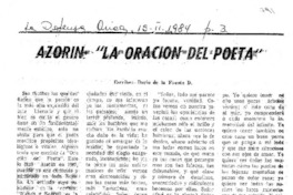 Azorín, "La oración del poeta"