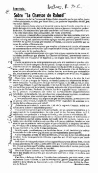 Sobre "La chanson de Roland"