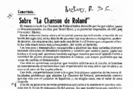 Sobre "La chanson de Roland"