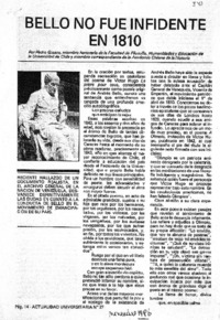 Bello no fue infidente en 1810.