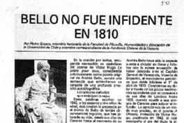Bello no fue infidente en 1810.