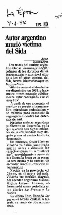 Autor argentino murió víctima del Sida.
