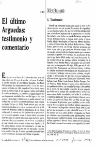 El último Arguedas: testimonio y comentario